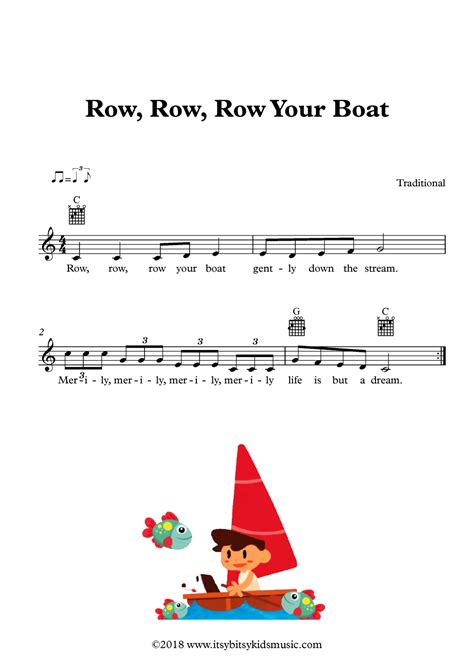 row row row your boat chords and lyrics